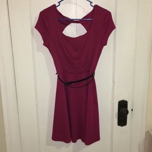 Red dress with black belt